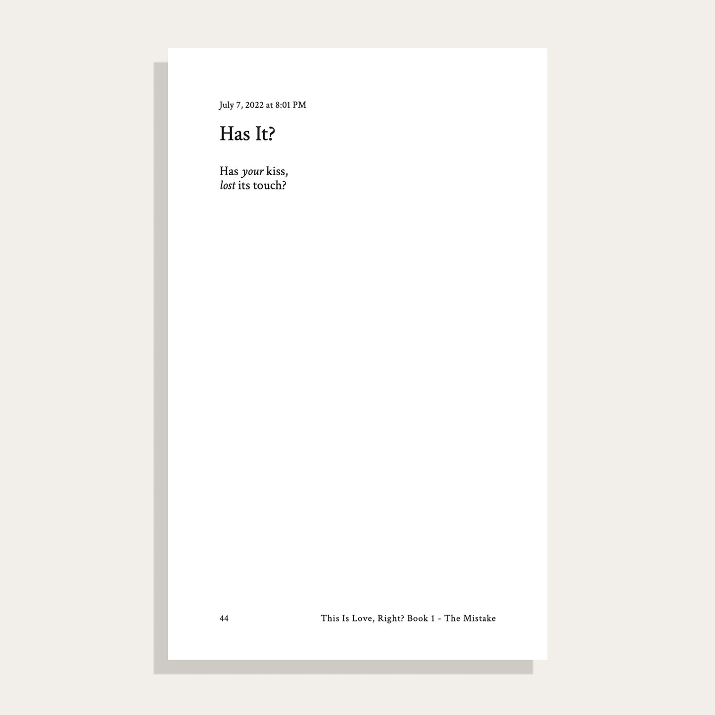 This Is Love, Right? Book 1 - The Mistake (Pre-Order)